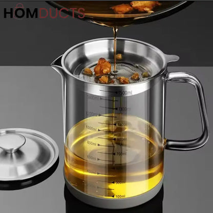 Borosilicate Glass Oil Filter Pot  (1.2L)