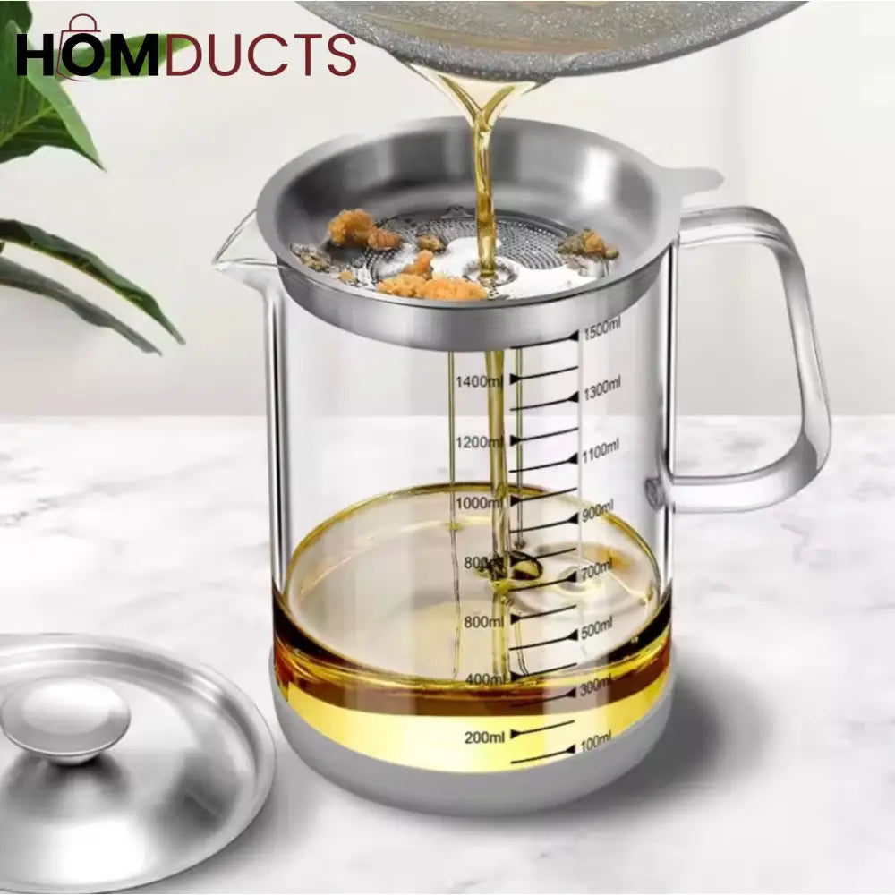 Borosilicate Glass Oil Filter Pot  (1.2L)