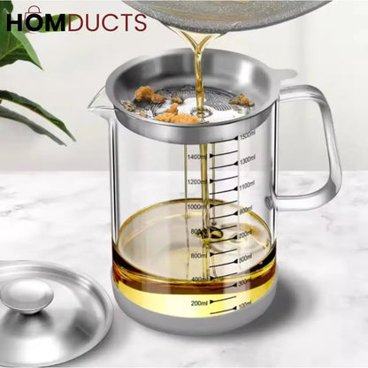 Borosilicate Glass Oil Filter Pot  (1.2L)