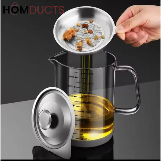 Borosilicate Glass Oil Filter Pot  (1.2L)