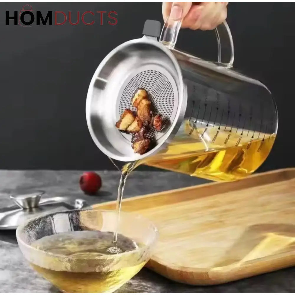 Borosilicate Glass Oil Filter Pot  (1.2L)