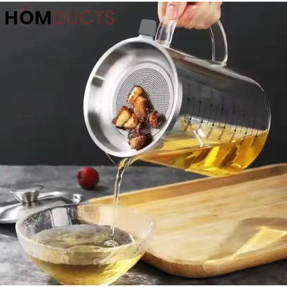 Borosilicate Glass Oil Filter Pot  (1.2L)