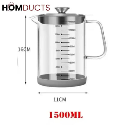 Borosilicate Glass Oil Filter Pot  (1.2L)