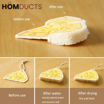 Cartoon Wood Pulp Cleaning Sponge (4pcs)