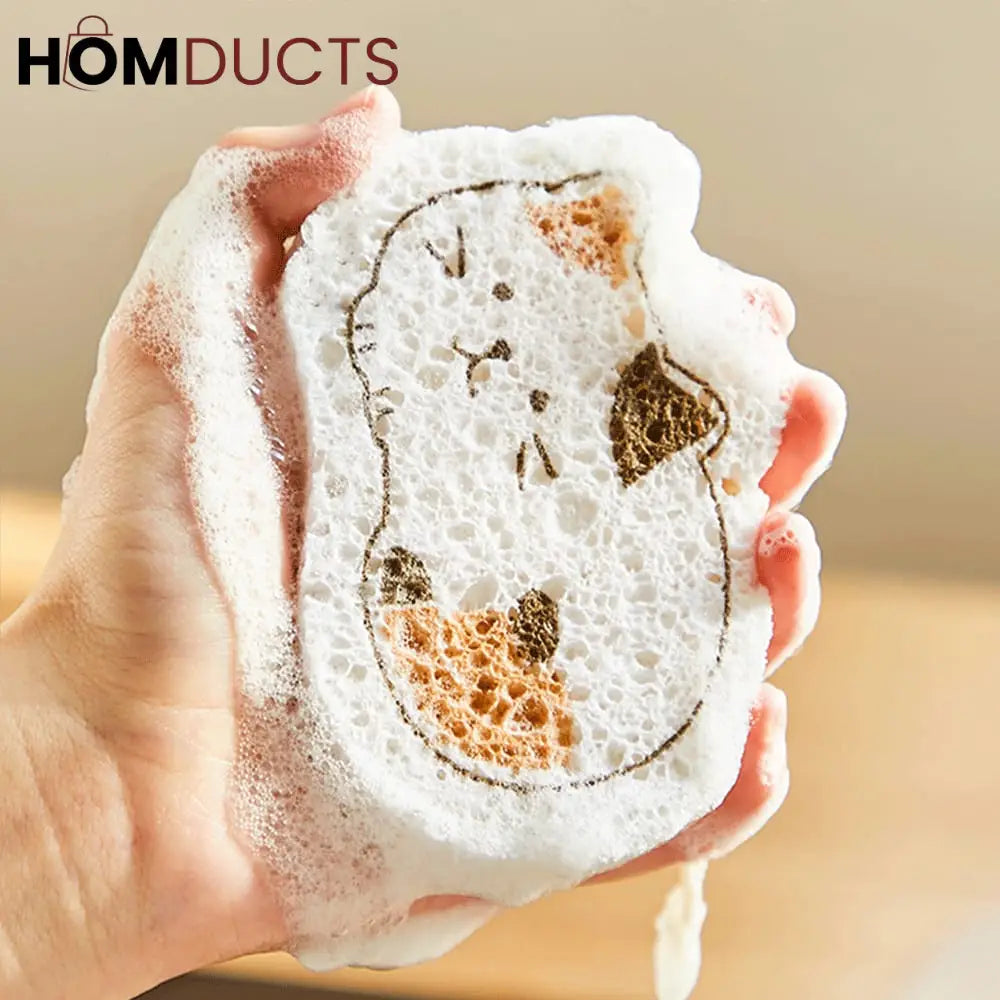 Cartoon Wood Pulp Cleaning Sponge (4pcs)