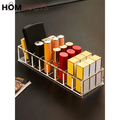 Clear Acrylic Makeup Organizer – 8 Compartment Cosmetic Storage Holder for Compacts, Lipsticks & Skincare Bottles
