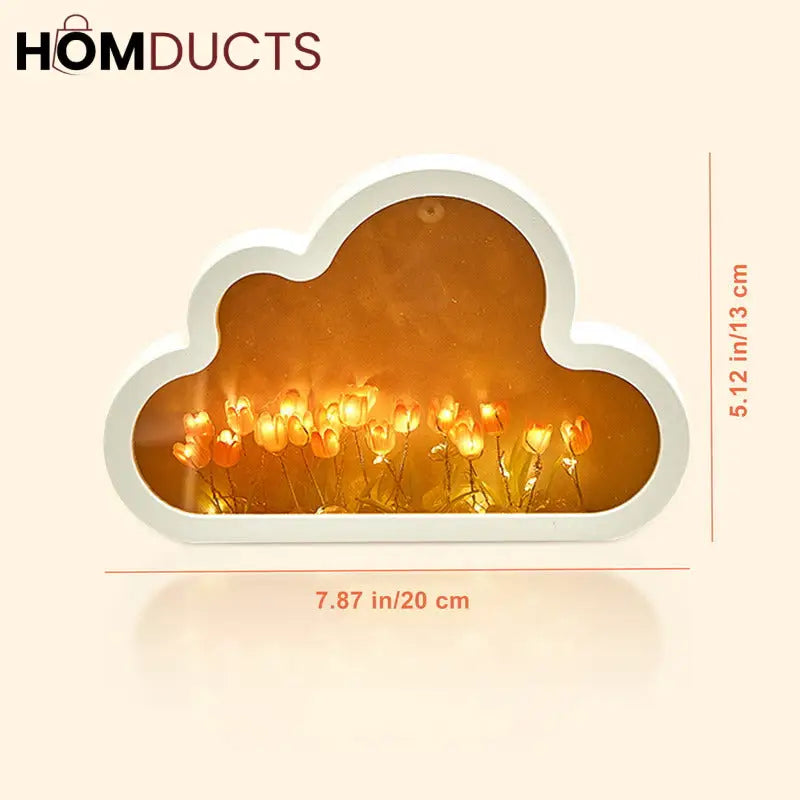 Cloud-Shaped Tulip Night Light – LED Flower Lamp for Bedroom & Home Decor