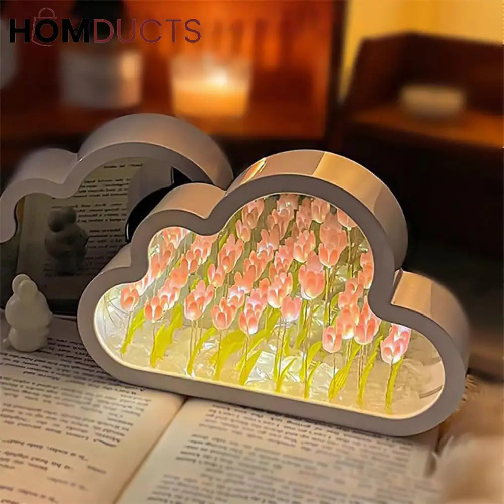 Cloud-Shaped Tulip Night Light – LED Flower Lamp for Bedroom & Home Decor