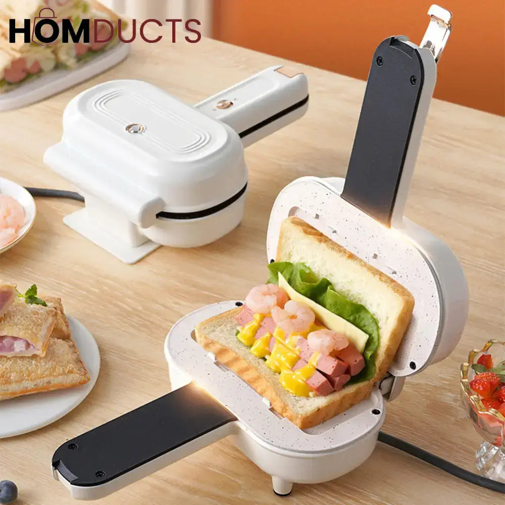 Compact Electric Sandwich Maker – Non-Stick Breakfast Toaster with Quick Heat & Easy Cleanup