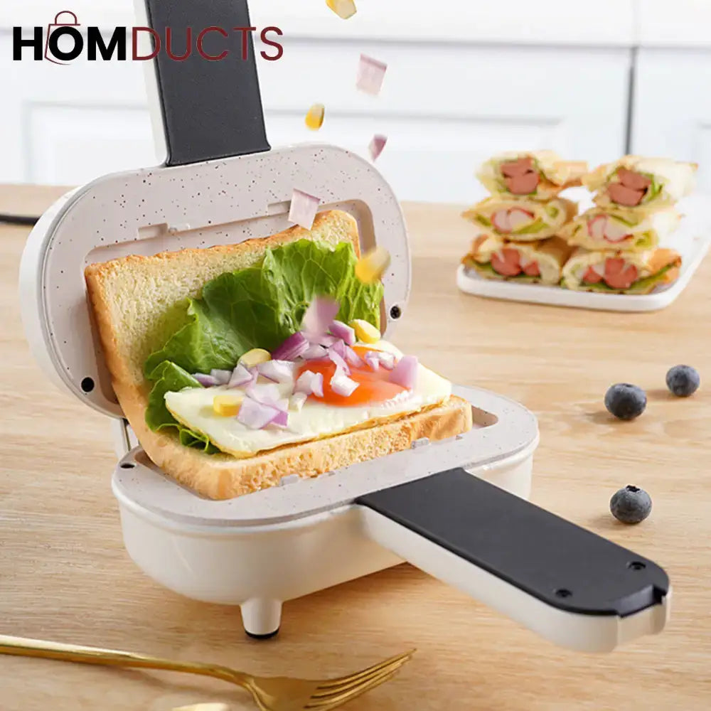 Compact Electric Sandwich Maker – Non-Stick Breakfast Toaster with Quick Heat & Easy Cleanup