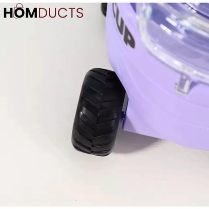 Cool Cartoon Car Shaped Straw Water Bottle for Kids - 550ml