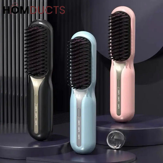 Cordless Hair Straightener Brush - Fast Heating, Portable Styling for Women