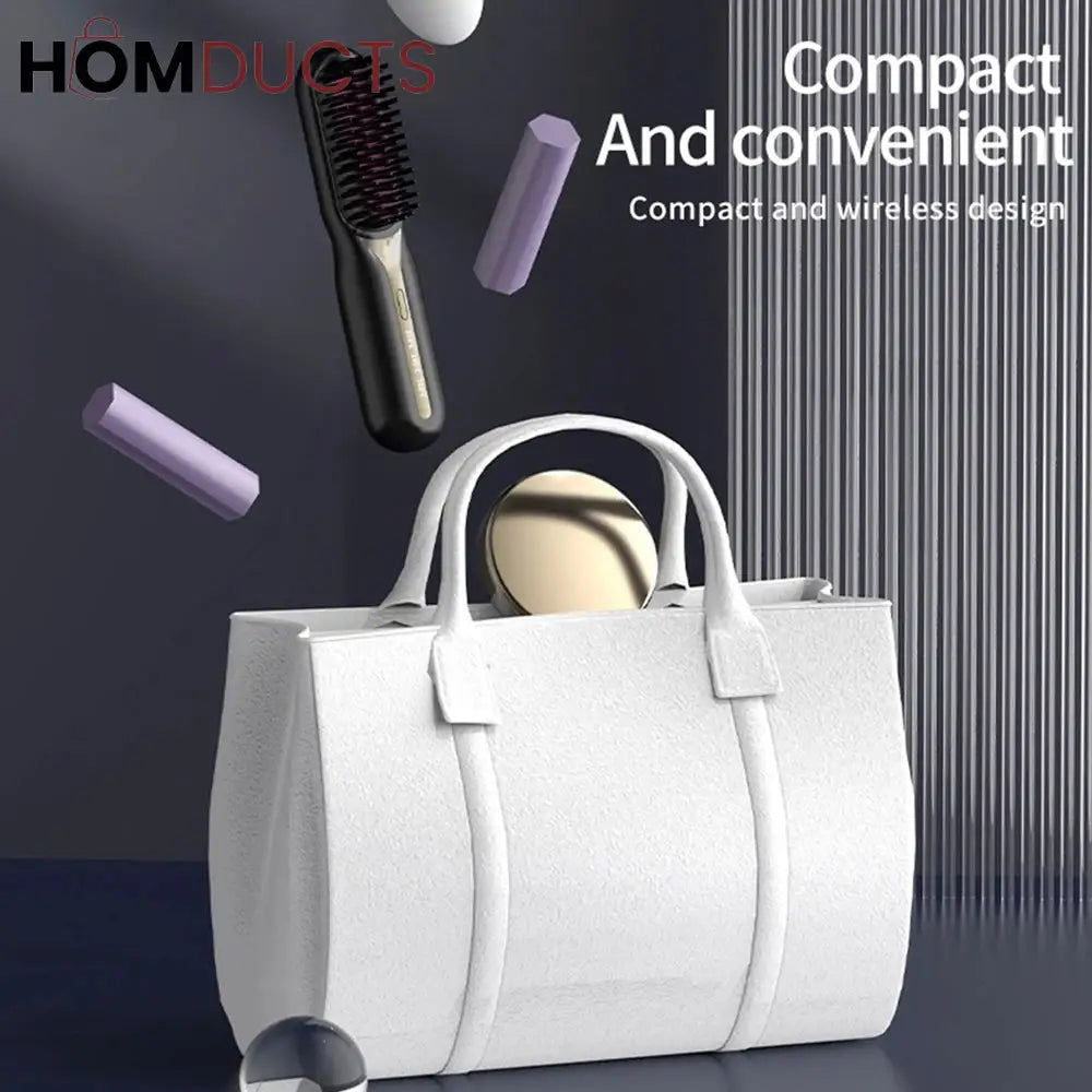 Cordless Hair Straightener Brush - Fast Heating, Portable Styling for Women