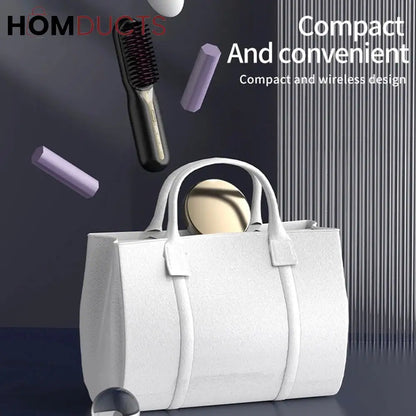 Cordless Hair Straightener Brush - Fast Heating, Portable Styling for Women