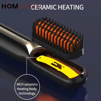 Cordless Hair Straightener Brush - Fast Heating, Portable Styling for Women