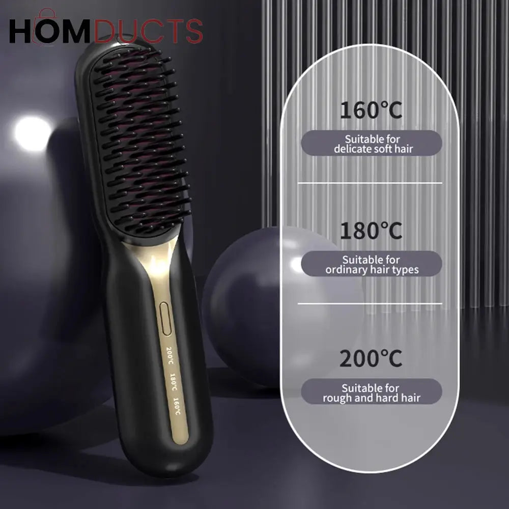 Cordless Hair Straightener Brush - Fast Heating, Portable Styling for Women