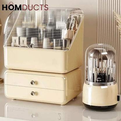 Cosmetic Organizer With Rotating Brush Holder