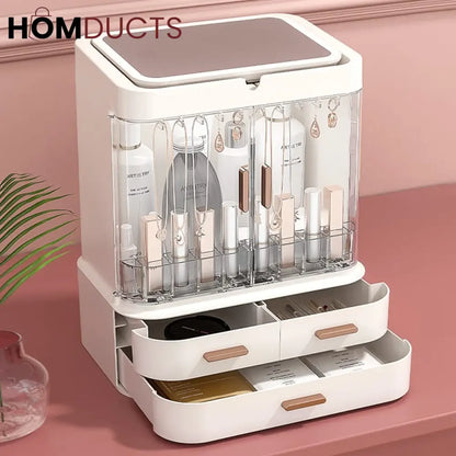 Cosmetic Storage Box With Mirror Led Light