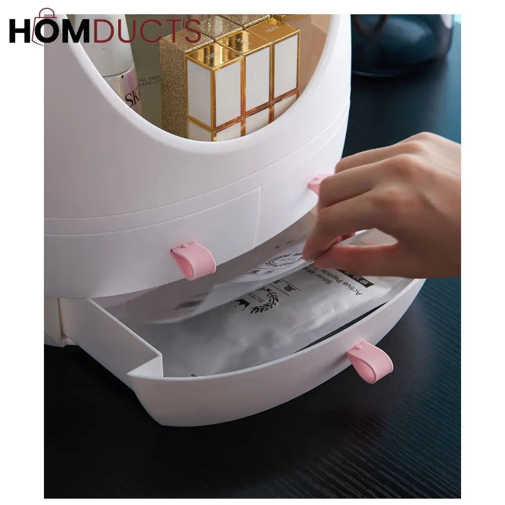 Creative Egg Shape Cosmetic Organizer With Led Mirror
