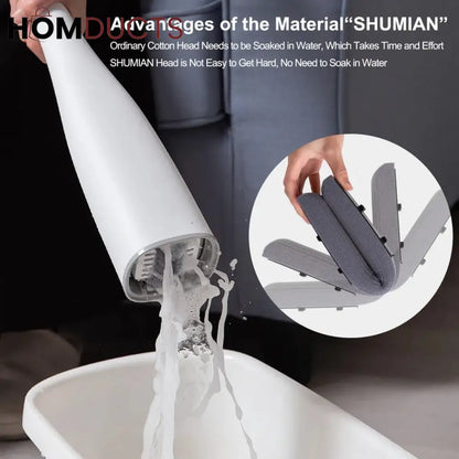 Creative Standing Sqeeze Mop With Foldable Silicone Bucket
