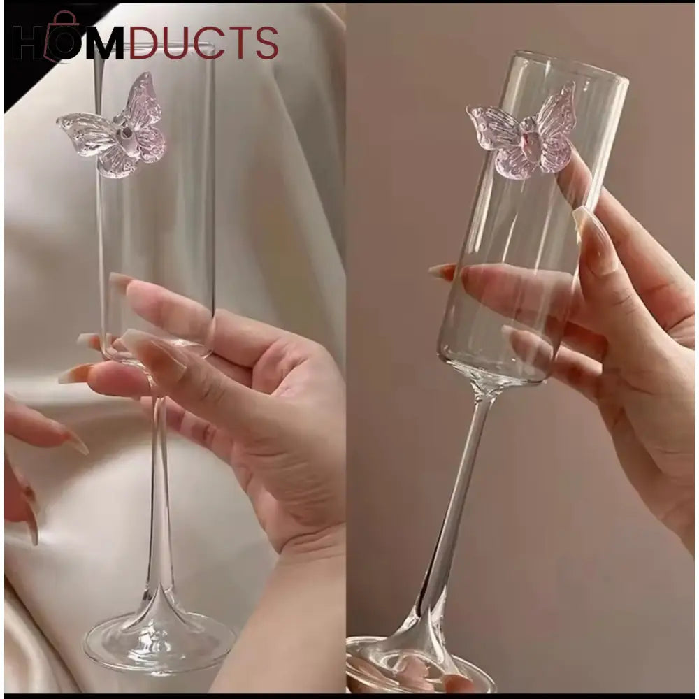 Crystal Butterfly Champagne Glass – Elegant Handcrafted Flute