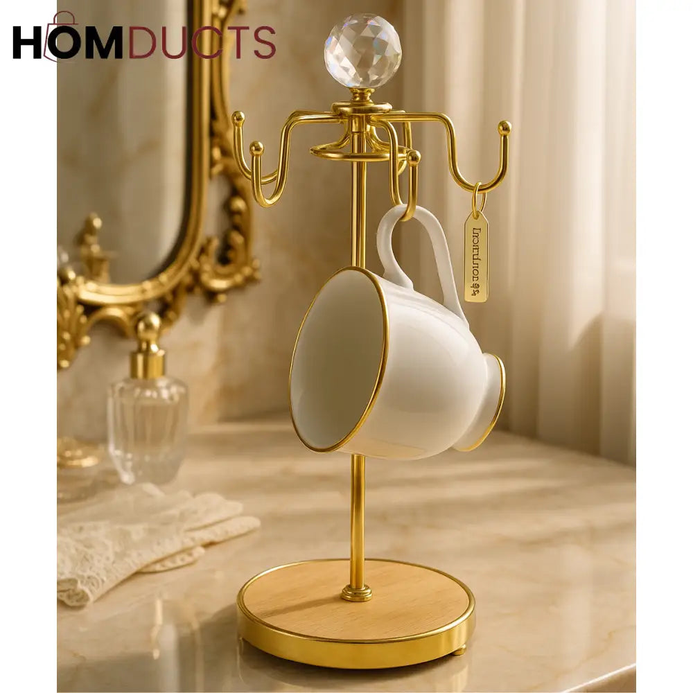 Crystal Crown Gold Jewelry & Cup Holder Stand – Luxe Vanity Edition