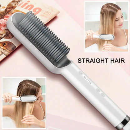 Premium Electric Hair Brush Straightener – Hot Comb Curler with 30-Second Fast Heating