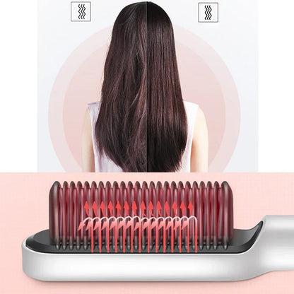Premium Electric Hair Brush Straightener – Hot Comb Curler with 30-Second Fast Heating