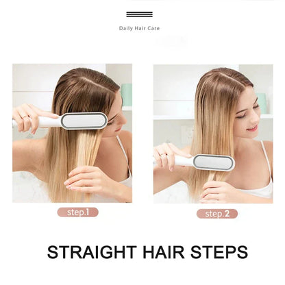Premium Electric Hair Brush Straightener – Hot Comb Curler with 30-Second Fast Heating