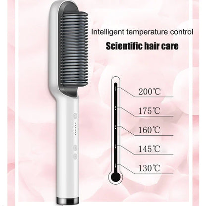 Premium Electric Hair Brush Straightener – Hot Comb Curler with 30-Second Fast Heating