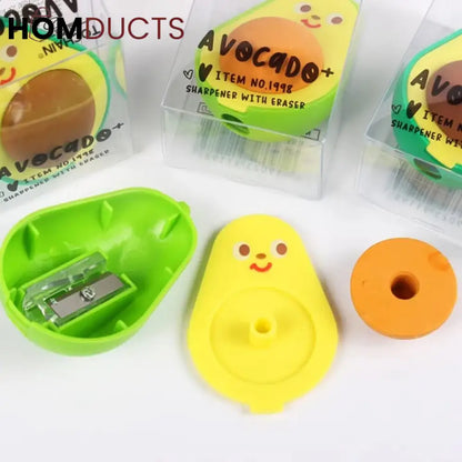 Cute Avacado Style Pencil Sharpner Amd Eraser (2 in 1)