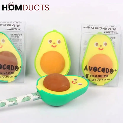 Cute Avacado Style Pencil Sharpner Amd Eraser (2 in 1)
