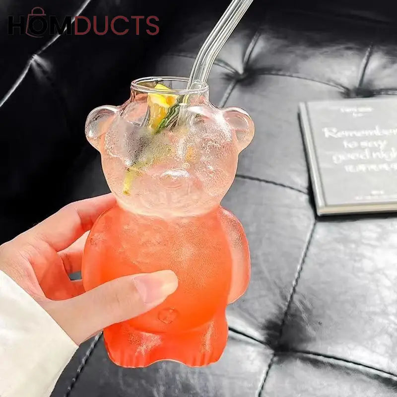 Cute Bear-Shaped Glass Cups– Reusable 3D Animal Drinkware for Coffee, Juice & Cocktails