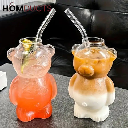 Cute Bear-Shaped Glass Cups– Reusable 3D Animal Drinkware for Coffee, Juice & Cocktails