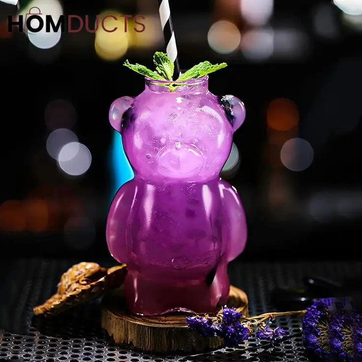 Cute Bear-Shaped Glass Cups– Reusable 3D Animal Drinkware for Coffee, Juice & Cocktails