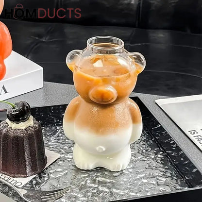 Cute Bear-Shaped Glass Cups– Reusable 3D Animal Drinkware for Coffee, Juice & Cocktails