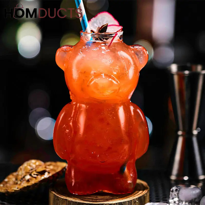 Cute Bear-Shaped Glass Cups– Reusable 3D Animal Drinkware for Coffee, Juice & Cocktails