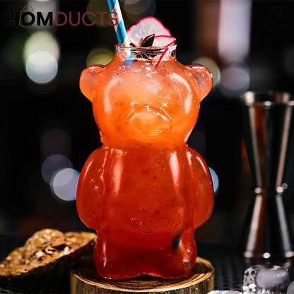 Cute Bear-Shaped Glass Cups– Reusable 3D Animal Drinkware for Coffee, Juice & Cocktails