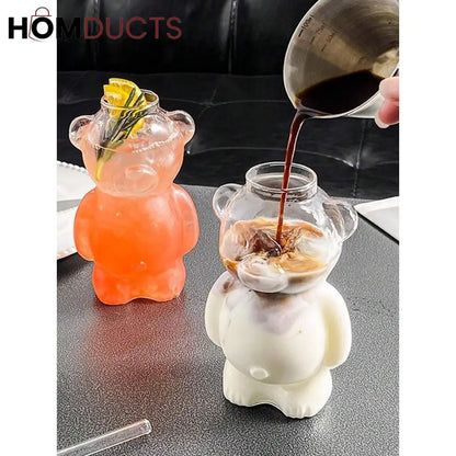 Cute Bear-Shaped Glass Cups– Reusable 3D Animal Drinkware for Coffee, Juice & Cocktails