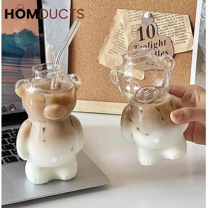 Cute Bear-Shaped Glass Cups– Reusable 3D Animal Drinkware for Coffee, Juice & Cocktails