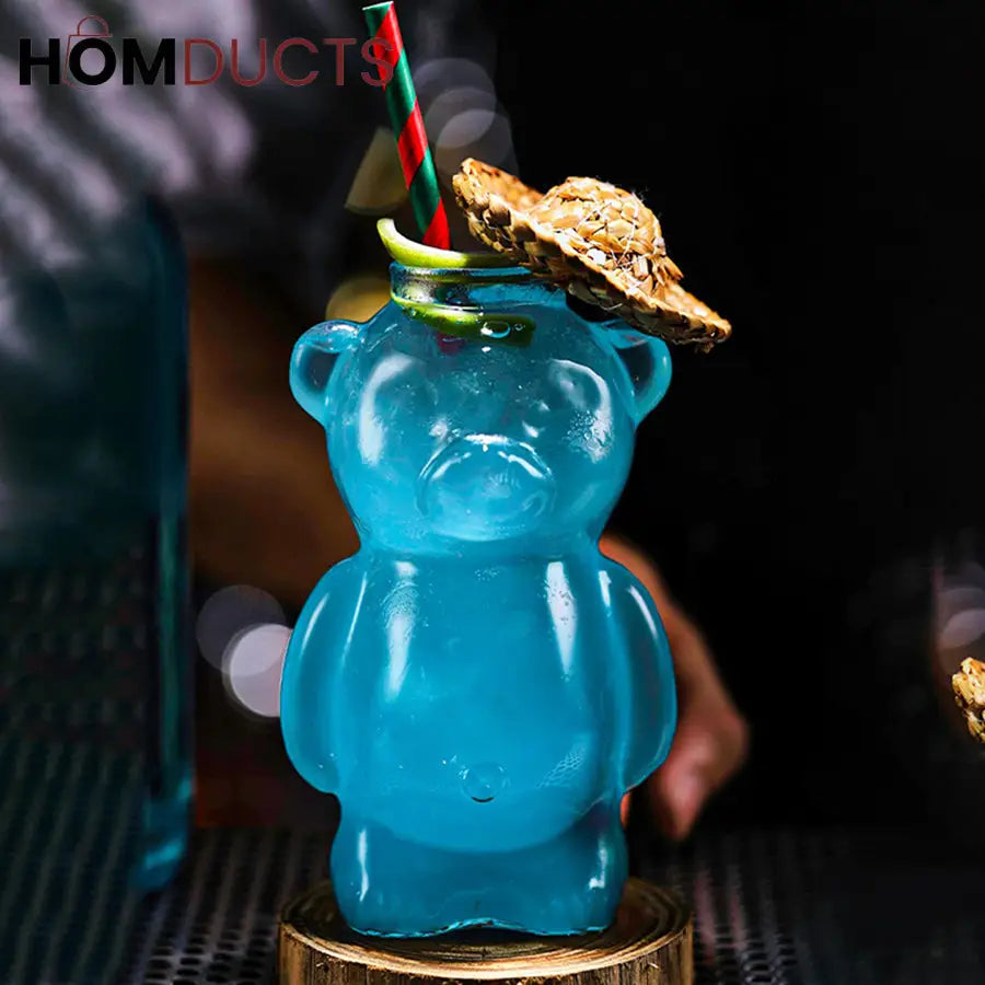 Cute Bear-Shaped Glass Cups– Reusable 3D Animal Drinkware for Coffee, Juice & Cocktails