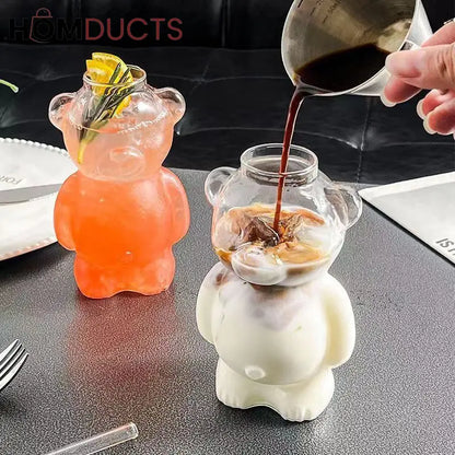 Cute Bear-Shaped Glass Cups– Reusable 3D Animal Drinkware for Coffee, Juice & Cocktails