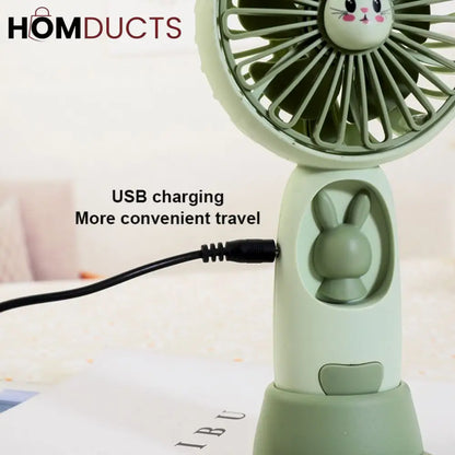 Cute Handheld Fan With Night Light