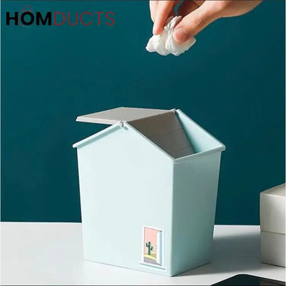 Cute Mini Desktop Trash Can with Swing Lid - Perfect for Home & Office