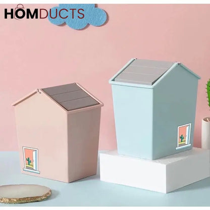 Cute Mini Desktop Trash Can with Swing Lid - Perfect for Home & Office