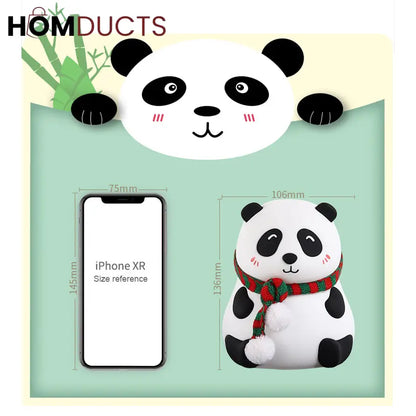 Cute Panda Night Light with Scarf – Soft Silicone LED Bedside Lamp for Kids & Home Decor