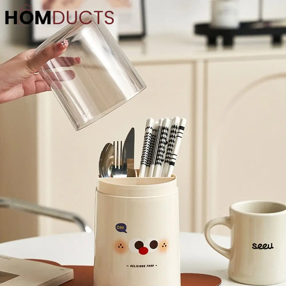 Cutlery Holder With Dustproof Lid