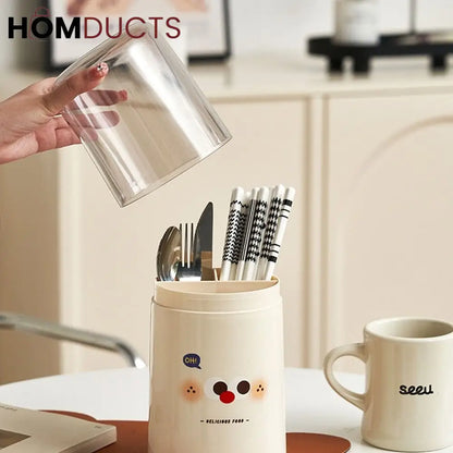 Cutlery Holder With Dustproof Lid