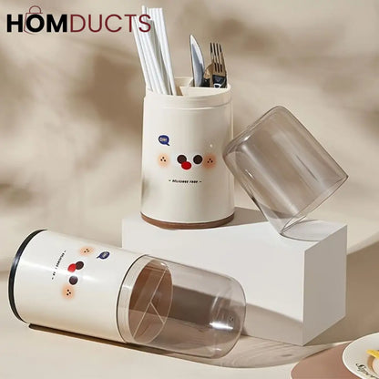 Cutlery Holder With Dustproof Lid