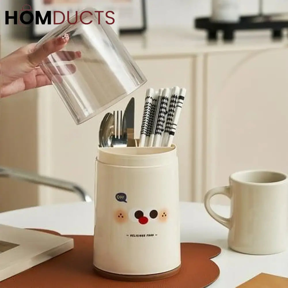 Cutlery Holder With Dustproof Lid
